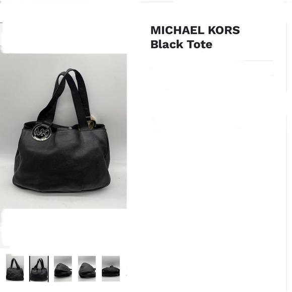 Michael Kors Fulton Shoulder Handbag Purse Medium Black pebble leather - Picture 2 of 7